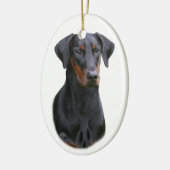 Zwarte Dobermann Pinscher-sieroren Keramisch Ornament (Links)