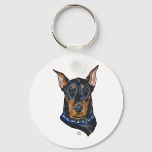 Zwarte Dobermann Pinscher Sleutelhanger