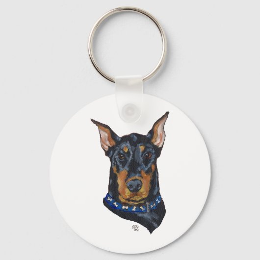 Zwarte Dobermann Pinscher Sleutelhanger (Voorkant)