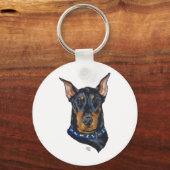 Zwarte Dobermann Pinscher Sleutelhanger (Voorkant)