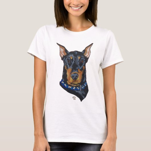 Zwarte Dobermann Pinscher T-shirt (Voorkant)