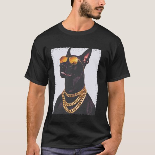 Zwarte Dobermann Pinscher T-shirt (Voorkant)