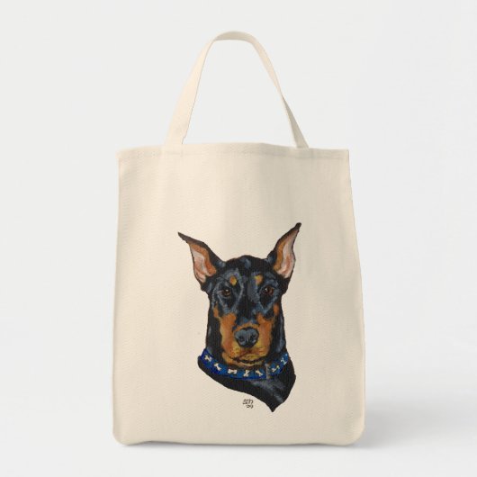Zwarte Dobermann Pinscher Tote Bag (Voorkant)