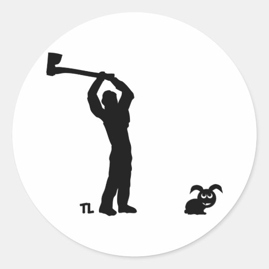 zwarte dode bunny - lumberjack ronde sticker (Voorkant)