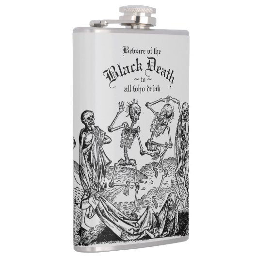 Zwarte dodendansende skeletten Gothic Macabre Heupfles (Rechts)