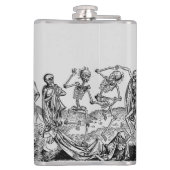 Zwarte dodendansende skeletten Gothic Macabre Heupfles (Achterkant)