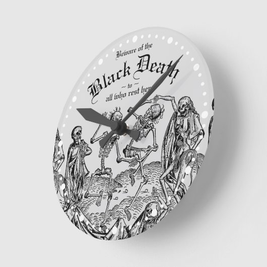 Zwarte dodendansende skeletten Gothic Macabre Ronde Klok (Hoek)