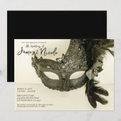 zwarte doder Masquerade Masker Tan Wedding Kaart (Voorkant / Achterkant)