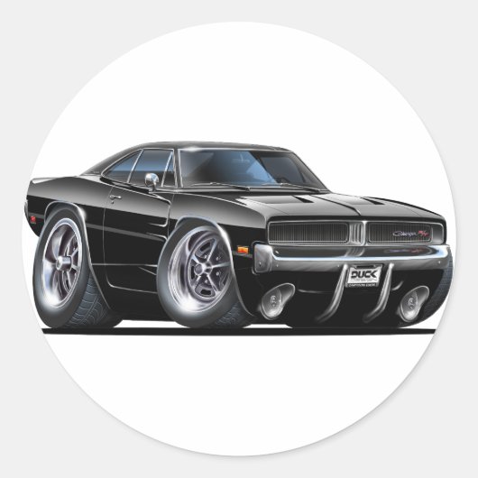 Zwarte Dodge-lader Ronde Sticker (Voorkant)