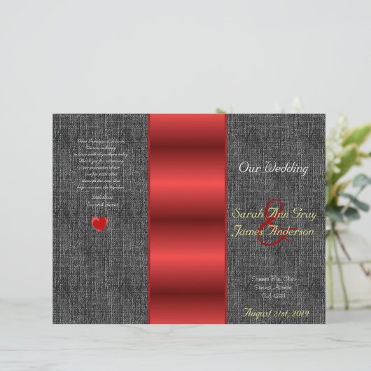 Zwarte doek en rode satijnbruiloft (Staand voorkant)