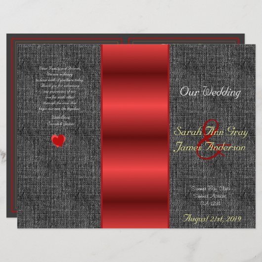 Zwarte doek en rode satijnbruiloft (Voorkant / Achterkant)