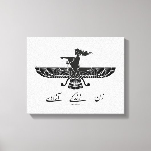Zwarte doek voor VrouwLifeFreedom Faravahar Canvas Afdruk (Voorkant)