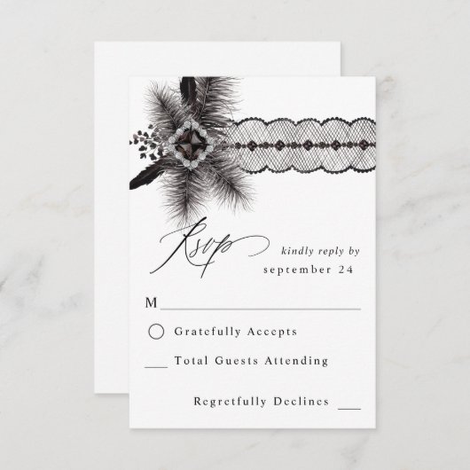 Zwarte doezelaar en kant met gemiddelde RSVP (Voorkant / Achterkant)