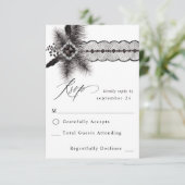 Zwarte doezelaar en kant met gemiddelde RSVP Kaartje (Staand voorkant)