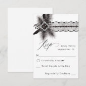 Zwarte doezelaar en kant met gemiddelde RSVP Kaartje (Voorkant / Achterkant)