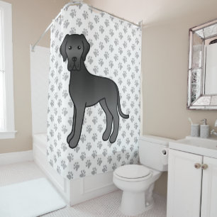 Zwarte Dog Cute Cartoon Hond Douchegordijn
