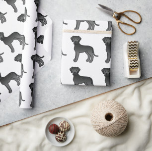 Zwarte Dog Great Dane Mopshond Patroon Cadeaupapier