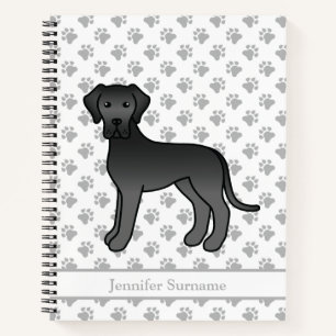 Zwarte Dog Great Dane Schattige Cartoon Hond & Tek Notitieboek