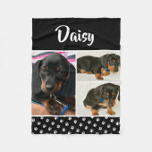 Zwarte dog Pet Lover foto Collage Pawprint Fleece Deken (Voorkant)