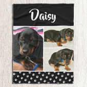 Zwarte dog Pet Lover foto Collage Pawprint Fleece Deken