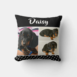 Zwarte dog Pet Lover foto Collage Pawprint Kussen