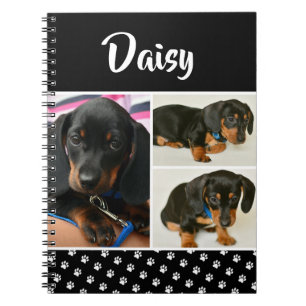 Zwarte dog Pet Lover foto Collage Pawprint Notitieboek
