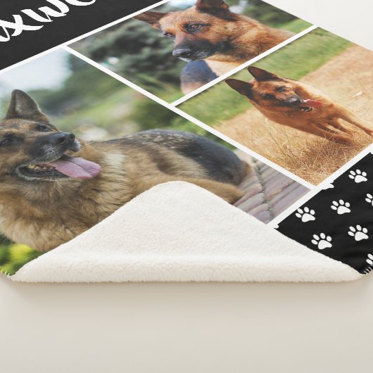 Zwarte dog Pet Lover foto Collage Pawprint Sherpa Deken (3/4)