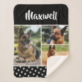 Zwarte dog Pet Lover foto Collage Pawprint Sherpa Deken (Voorkant)