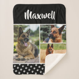 Zwarte dog Pet Lover foto Collage Pawprint Sherpa Deken