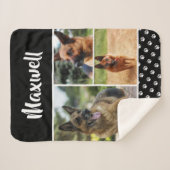 Zwarte dog Pet Lover foto Collage Pawprint Sherpa Deken (Voorkant (horizontaal))