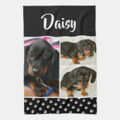 Zwarte dog Pet Lover foto Collage Pawprint Theedoek (Verticaal)