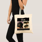 Zwarte dog Pet Lover foto Collage Pawprint Tote Bag (Voorkant (product))