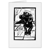 Zwarte Dog Springador Labdrador Lino-printkaart