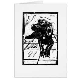 Zwarte Dog Springador Labdrador Lino-printkaart