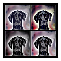 Zwarte Dog Watercolor Abstracte Kunst