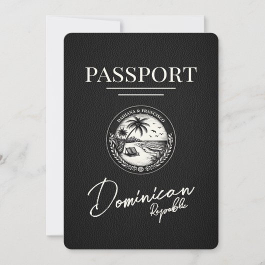 Zwarte Dominicaanse Republiek Paspoort Save The Date (Voorkant)