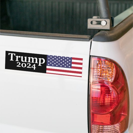 Zwarte Donald Trump 2024 Amerikaanse vlag Bumpersticker (Op Truck)