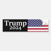 Zwarte Donald Trump 2024 Amerikaanse vlag Bumpersticker (Voorkant)