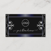 Zwarte, donkerblauwe,  mousserende diamanten toevo visitekaartje (Voorkant)