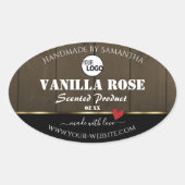 Zwarte donkerbruine houten korrels Logo Ovale Sticker (Voorkant)