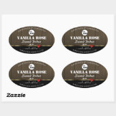 Zwarte donkerbruine houten korrels Logo Ovale Sticker (Vel)