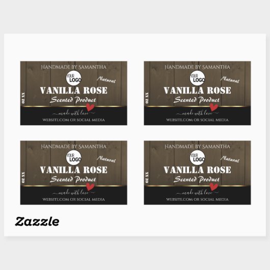 Zwarte donkerbruine houten korrels Logo Rechthoekige Sticker (Vel)