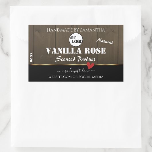 Zwarte donkerbruine houten korrels Logo Rechthoekige Sticker (Tas)