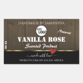 Zwarte donkerbruine houten korrels Logo Rechthoekige Sticker (Voorkant)