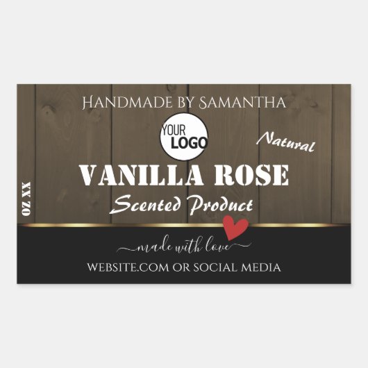 Zwarte donkerbruine houten korrels Logo Rechthoekige Sticker (Voorkant)