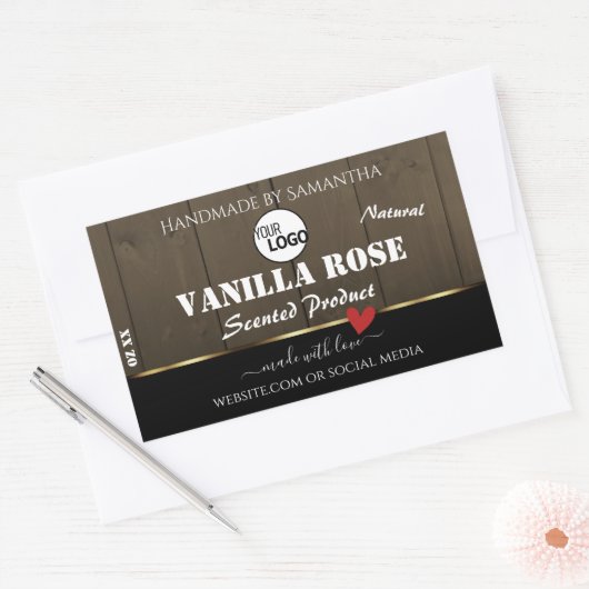 Zwarte donkerbruine houten korrels Logo Rechthoekige Sticker (Envelop)