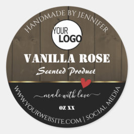 Zwarte donkerbruine houten korrels Logo Ronde Sticker