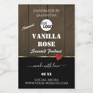 Zwarte donkerbruine houten korrels Logo Voedselcontainer Etiket