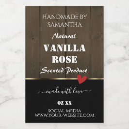 Zwarte, donkerbruine houten korrels Product Etiket