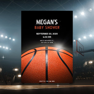 Zwarte donkere basketbal BABY SHOWER, Kaart